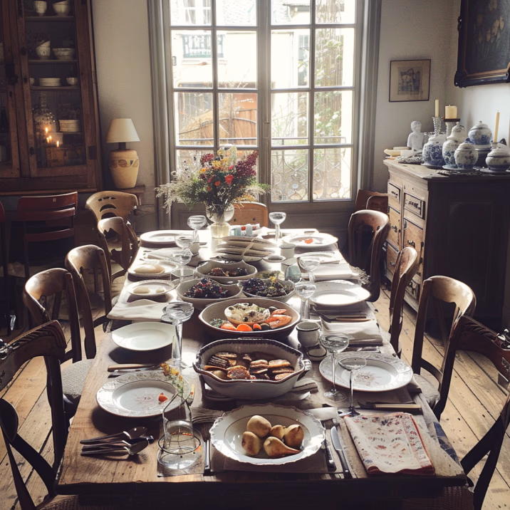 Table dressée pour un mâchon lyonnais