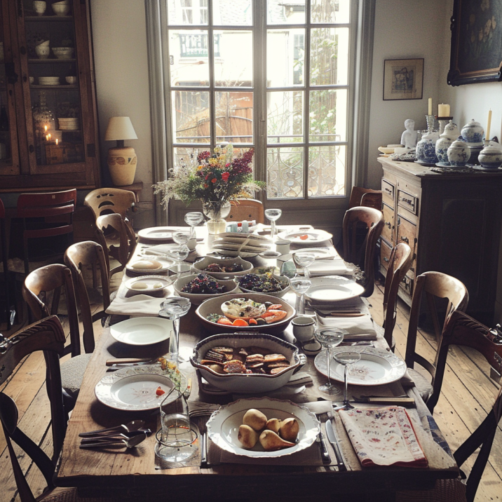 Table dressée pour un mâchon lyonnais