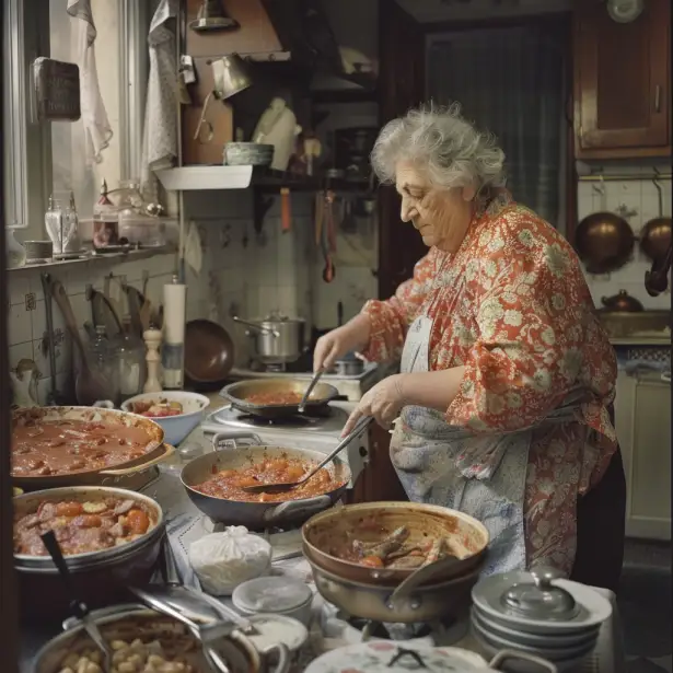 une grand mère cuisine de bonnes recettes lyonnaises